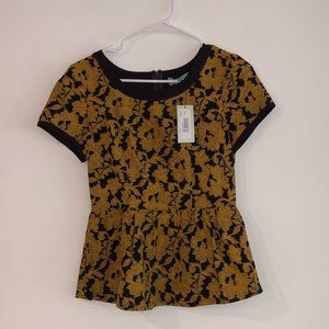 Yellow & Brown Peplum Top